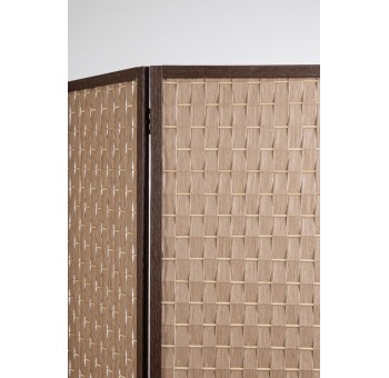 Biombo 3 paneles Papelet madera de álamo y bambú ocre 135X180