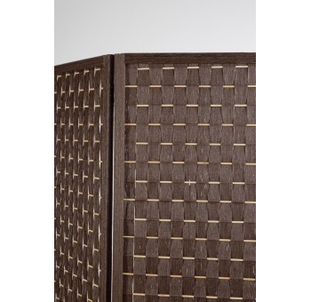 Biombo 3 paneles Papelet madera de álamo y bambú marrón 135X180