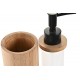 Dosificador jabón baño negro y bambú 7x7x17