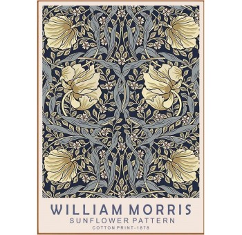 Cuadro lienzo enmarcado nogal William Morris floral 70x50