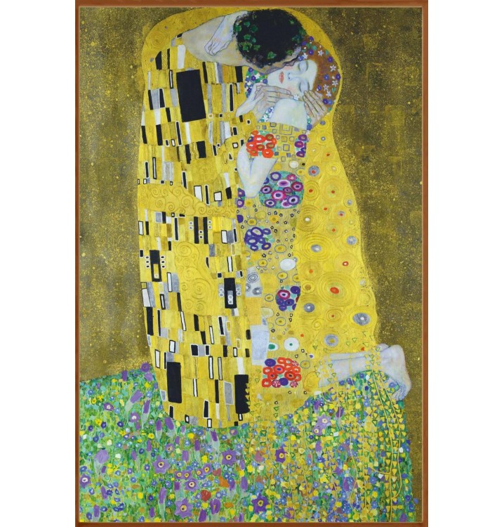 Cuadro lienzo enmarcado nogal claro El Beso, Gustav Klimt 90x60