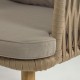 Silla Jamike de cuerda beige y patas de madera maciza de acacia