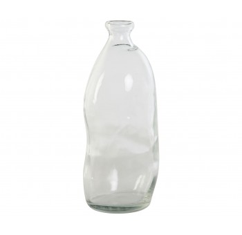 Jarrón botella antigua cristal reciclado 13x13x35 transparente