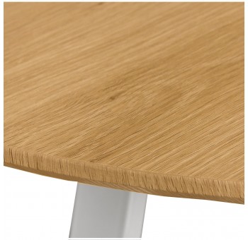 Mesa comedor Sandel metal blanco madera natural redonda