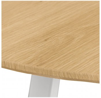 Mesa comedor Sandel metal blanco madera natural redonda grande