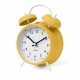 Reloj despertador amarillo y blanco movimiento continuo