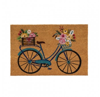 Felpudo rectangular multicolor Bicicleta flores