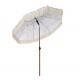 Sombrilla parasol blanca hojas verdes con flecos