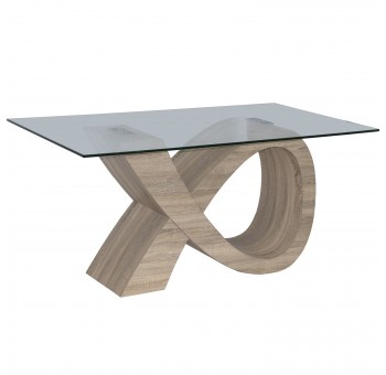 Mesa comedor Compay madera cristal dm base forma lazo