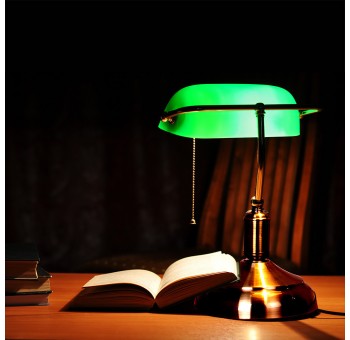 Lámpara sobremesa abogado y biblioteca verde
