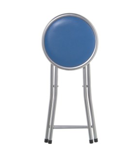 Taburete Ikela metal plegable azul pvc acolchado cierre de seguridad