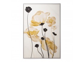 Cuadro Scaly lienzo impreso flor amarilla negra marco blanco