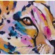 Cuadro Scaly lienzo impreso palmera tigre marco blanco