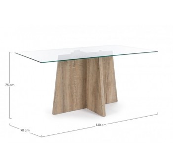Mesa comedor Akhdar vidrio y madera dm 160X90
