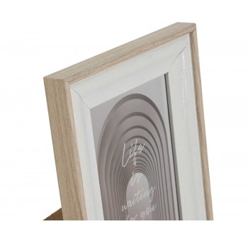 Portafotos de mesa 10x15 madera marco blanco y natural