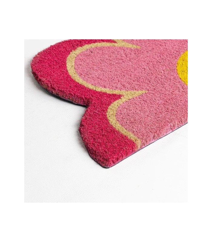 Felpudo entrada flor rosa media luna