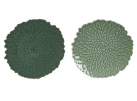 Plato porcelana hojas colores verde claro o verde oscuro