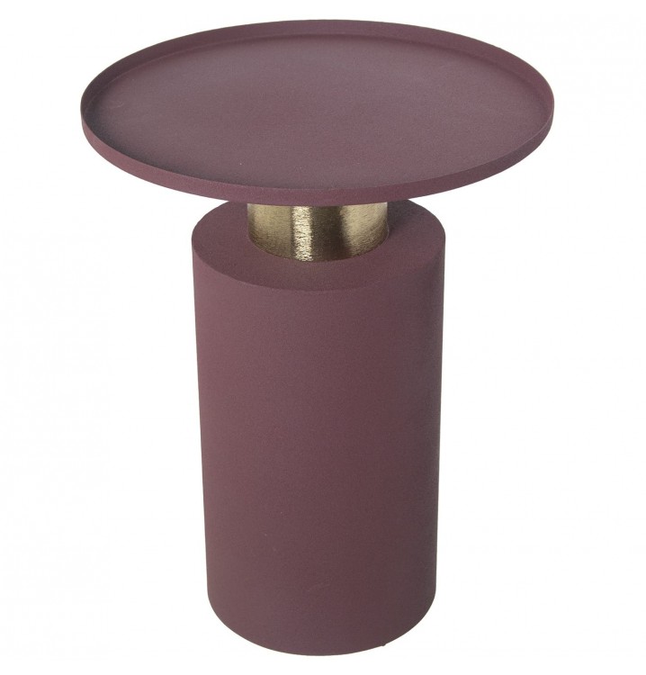 Mesita auxiliar Bagatell metal esmaltado violeta dorado redonda