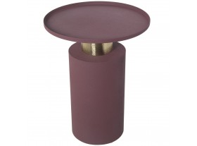 Mesita auxiliar Bagatell metal esmaltado violeta dorado redonda