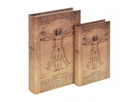 Caja libro decoración Hombre de Vitruvio