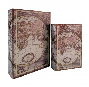 Caja libro decoración Mapa Mundo globo antiguo