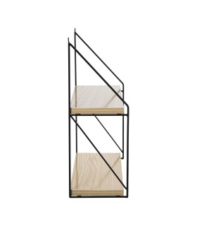 Estantería Skonn pared metal negro 2 baldas madera haya
