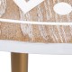 Mesa centro Azahare madera dm tallada natural blanco redonda patas metal dorado