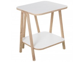 Mesa auxiliar Baldie madera blanca patas madera color roble