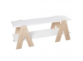 Mesa tv Andiem madera blanca patas madera color roble