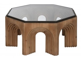 Mesa de centro Sopdet madera y cristal 99X99X46