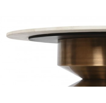 Mesa de centro redonda Rennutet mármol y metal dorado 92X92X46