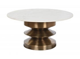 Mesa de centro redonda Rennutet mármol y metal dorado 92X92X46