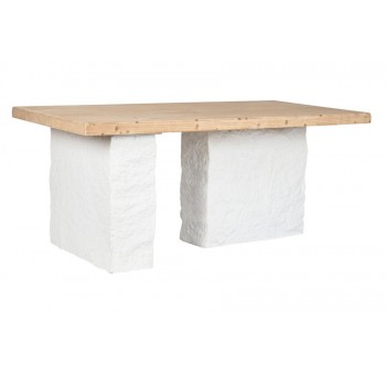 Mesa de comedor Cubelles madera blanco roto 180X90X77