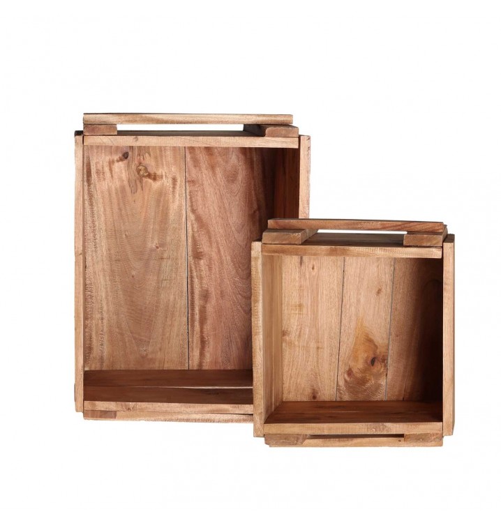 Juego 2 cajas Haruo madera natural 49x35x27