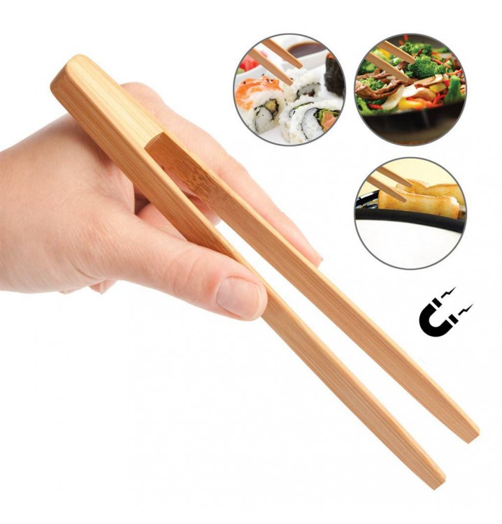 Pinza bambú para tostadas o sushi