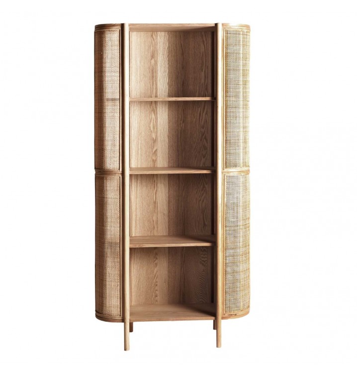 Armario librería Brussam madera y ratán 88x40x180