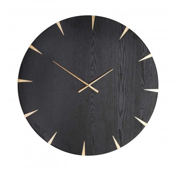 Reloj pared redondo Seyn madera negra 81x5x81