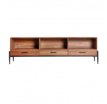 Mueble Tv Fussek madera y metal negro 174x40x51