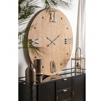 Reloj pared redondo Akiraf madera marrón 120x6x120