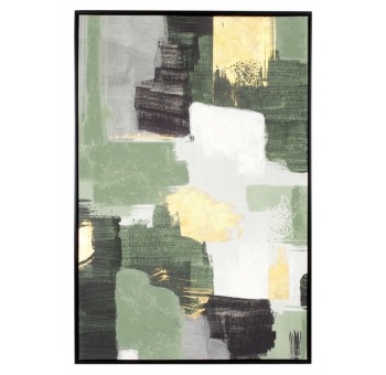 Cuadro abstracto Sarl lienzo y verde papel de oro 82,6X122,6 82,6X122,6