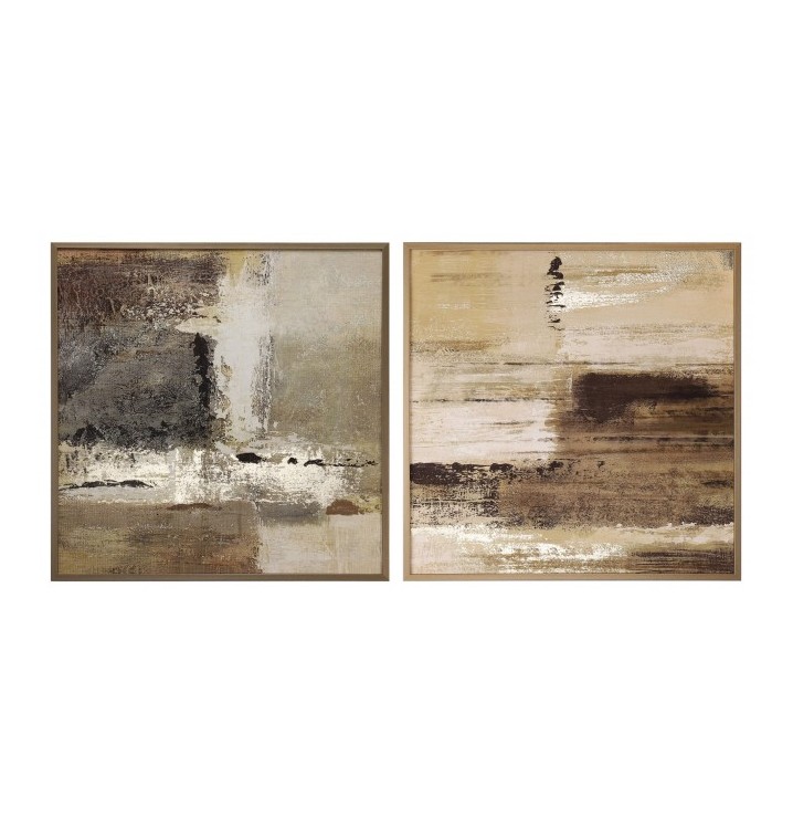 Set 2 cuadros abstractos Tenger Lienzo y madera pino 60X60 cada uno