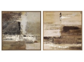 Set 2 cuadros abstractos Tenger Lienzo y madera pino 60X60 cada uno