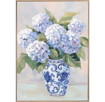 Cuadro impresionista Vretnice jarrón flores azul 50X70