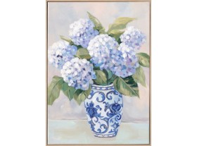 Cuadro impresionista Vretnice jarrón flores azul 50X70