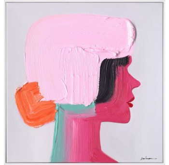 Cuadro mujer Głowa pintura y lienzo rosa 60X60
