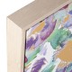 Cuadro Sagasty lienzo marco madera natural flores moradas y azules