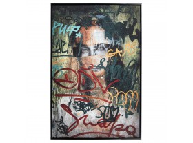 Cuadro Sagasty lienzo marco madera negro rostro grafiti