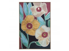 Cuadro Sagasty lienzo marco madera natural 3 flores grandes