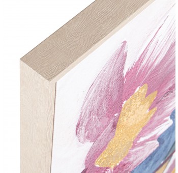 Cuadro Sagasty lienzo marco madera natural 4 flores