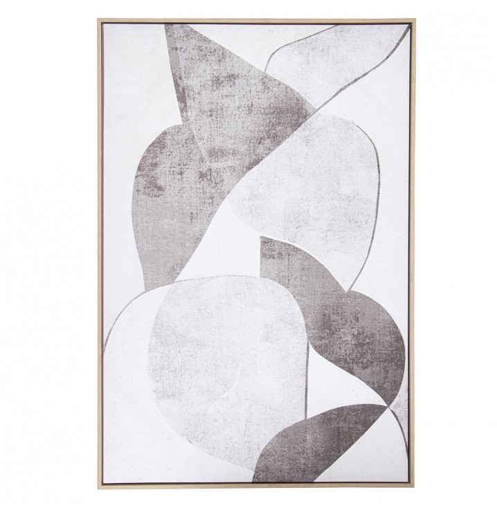 Cuadro Sagasty lienzo marco madera natural abstracto grises
